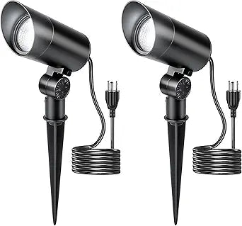 HIBOITEC 2 Pack 30W Outdoor LED Spotlight 120V 3000LM 5000K Spot Lights Waterproof Landscape Lighting for Flag Pole Tree Statue, 5.9 FT Cord with Plug