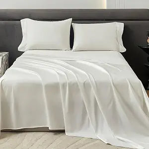 PURE ERA Sheet Set 800 Thread Count Long Staple Cotton Sateen Silky Soft Luxurious Smooth 4 Piece Set,Deep Pocket up to 16" White Queen