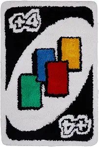 Uno Rug 24X36 Inch Fluffy Cool Rugs for Bedroom, Bathroom, or Game Room Funky, Aesthetic for Men, Women & Teens Vibrant Colors with Non-Slip TPR Backing