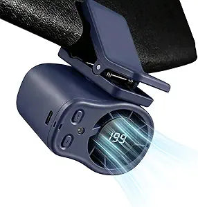 Clip On Fan with Led Display,Portable Ac for Car,16C Cooling System, 360 Rotation &199 Speeds Adjustable Mini Car Fan Personal Portable Car Clip-On Air Conditioner Fan for Office Cars Outdoor