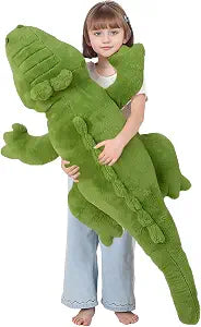 FFxiong 48 inch Green Large Alligator Stuffed Animal Long Body Pillow 4 ft Cute Giant Crocodile Plush Toy Gift for Kids Girl Boy Birthday Valentines