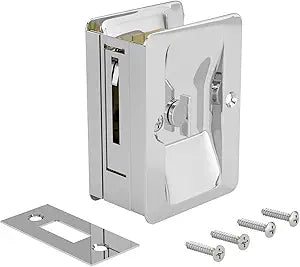 Richelieu Hardware 1701CPSBC Onward Pocket Door Pull, Privacy Lock, 3 1/4 in (82 mm), Rectangular, Chrome