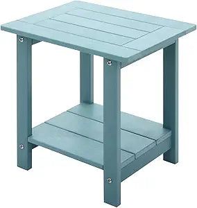 Meluvici Double Adirondack Side Table Weather Resistant, Outdoor Rectangular End Table for Adirondack Chair, Aruba