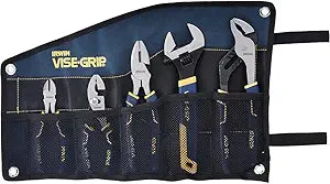 IRWIN VISE-GRIP Pliers Set with Tool Wrap, 5-Piece (2078708), Blue