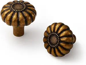 Antique Brass Cabinet Knobs 10 Pack Vintage Retro Drawer Pulls Kitchen Cupboard Bathroom Dresser Cabinet Hardware Handles Zinc Alloy