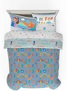 Ms. Rachel Educational Adventures Dino Learning Kids Bedding Super Soft & Cozy Reversible Microfiber Comforter and Sheet Set, 7 Piece Full Size, (Officially Licensed Product) By Franco