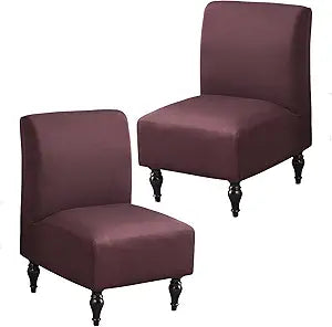 Armless Accent Chair Cover Slipcover, Stretch Chair Slipper Super Fit Armless Chair Furniture Protector Cover Slipcover for Living Room Hotel (2 Pack, Coffee)