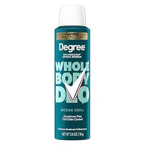 Degree Men Whole Body Deodorant Spray Aluminum Free, Ocean Chill, 2.9 oz