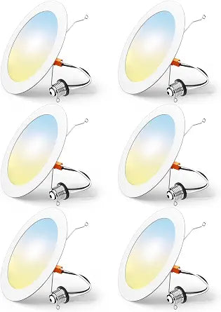 FREELICHT 6 Pack Retrofit LED Recessed Lighting 6 Inch, 5CCT, White