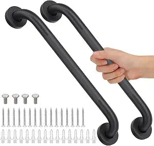 2 Pack 24 Inch Shower Grab Bars for Seniors Bathroom Black Safety Handles