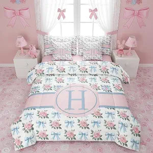 Erosebridal Bowknot 7 Piece Bedding Set Twin Initial Letter H