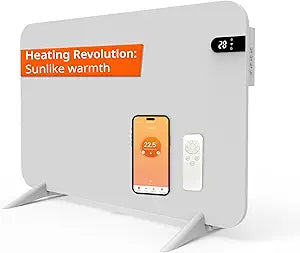 K├╢nighaus 450W Smart Dual Space Heater Γ Wall heater and mobile use Γ WiFi App Control & Remote Γ Includes Towel Rack, Stand Feet & Mounting Kit Γ Color: White