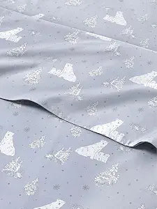 Christmas Sheet Set, Polar Bears, Holiday Xmas Bedding Set - Queen Size