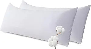 SHOUREN Cotton Memory Foam Body Pillow Insert (2 Pack)- Cooling Breathable Full Body Pillow for Side Sleeper - Soft Long Bed Pillow for Adults - 20 x 54 inch-White