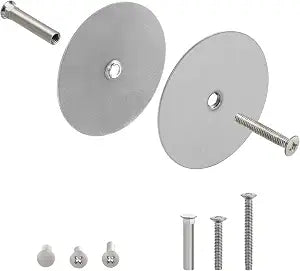 1 Pack Door Hole Cover Plate Brushed Satin Nickel Deadbolt Cover Plate 2 5/8" Diameter Round Door Knob Hole Filler Plate, 1" and 1.5" Screws, Reinforcer Locks and Doors for Home Security