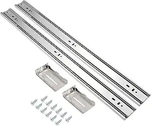 Gobrico 20-Inch Full Extension Telescopic Side/Rear Mount Drawer Slides with Brackets, Soft Closing Ball Bearing Drawer Runners and Glides, Heavy Duty Kitchen Dresser Hardware 6Pairs(12pcs)