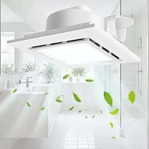 11.8" Panel Bathroom Exhaust Fan with Light, Bathroom Ventilation Fan with 12W 6500K LED Light, 140 CFM 1.0 Sones Low Noise, 4 Inch Duct Quiet Square Fan for Home Bath Restroom Hotel Office