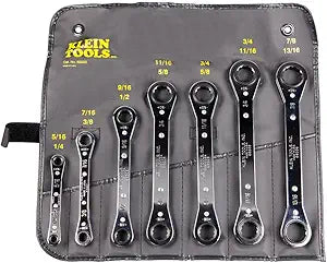 KLEIN TOOLS 68222 Ratcheting Box Wrench Set, 7-Piece, Made in USA