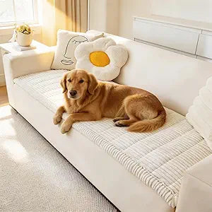 Awjcsv Couch Cover for Dogs Washable, Fuzzy Pet Couch Covers for 3 Cushion Sofa Pet Friendly, Non Slip Sofa Cover (White, 27.6" X 82.7"/70 X 210cm)