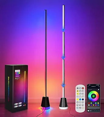 Smart RGB LED Corner Floor Lamp with App and Remote Control