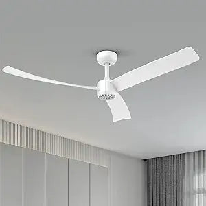 TALOYA 52 Inch Ceiling Fans with Lights Led Remote Control Low Profile Flush Mount for Living Room Bedroom Outdoor Patio,DC Motor,Reversible,Dimmable,Buzzer ON/Off,White