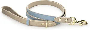 NINA WOOF Leather Dog Leash - Slim Leash with Reinforced Hardware, European Design, Blue, 4ft