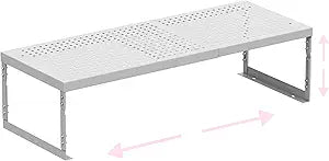 Stackable Expandable Metal Shelf Organizer - Adjustable Wire Storage Rack with Holes for Kitchen, Bathroom, Cabinet, Office - Space Saving, Durable & Sturdy Design1PACK/Medium/White