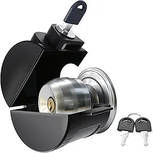 Child Proof Door Knob Cover Lock Prevents Turning of Door Knob and Access to Keyhole, Can be Used for Home Rentals, Evictions, Job Sites & More Keyed Alike (Black)