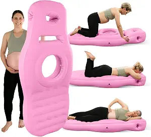 Inflatable Pregnancy Pool Float-Tummy Nest Pillow, Pregnancy Tanning Float for Prone Sleeping,Belly Mattress for Back & Hip Pain Relief Portable for Massage,Home,Trave, Pink