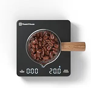 Maestri House Mini Coffee Scale with Timer,Rechargeable Espresso Scale, 2kg/0.1g Accurate Scale for Espresso and Pour-Over Coffee, Portable Digital Kitchen Scale with Automatic Timing-Black