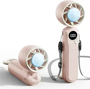 Portable Handheld Fan with Cooling Plate, 1-100 Speed Foldable Mini Fan with Stand, Hook & Lanyard, Up to 12H Use, Perfect for Travel, Office, Home & Outdoor