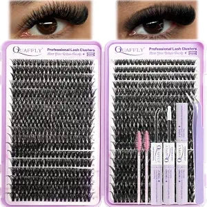 Lash Clusters Kit 720Pcs 60D+80D Natural Cluster Eyelash Extensions Individual Lashes 9-18mm D Curl DIY at Home with Lash Bond&Seal Tweezers and Brush*2