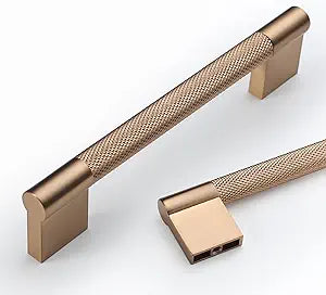 Asidrama 10 Pack 5 Inch(128mm) Champagne Bronze Cabinet Pulls Knurled Cabinet Handles Kitchen Cabinet Hardware Cupboard Handles Drawer Handle Dresser Pulls
