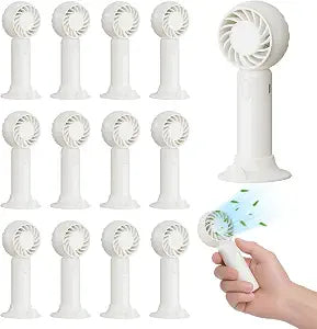 12 Pack Mini Fans, USB Rechargeable, Wedding Favors, Ivory