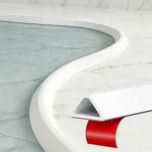 Shower Water Stopper 67 in Silicone Threshold Guard for Bathroom & Shower, Self-Adhesive Waterproof Barrier for Dry & Wet Separation, White