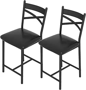 GarveeLife Bar Stools Set of 2, Modern Counter Height Bar Chairs with Back & Footrest, Large Upholstered Seat, Sturdy Metal Frame, for Kitchen Island, Dining Room