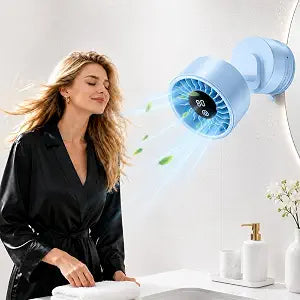 Rechargeable Suction Cup Bathroom Fan, 6 Speeds for Makeup and Skincare