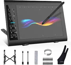 Graphics Drawing Tablet, 106 Inch Large Active Area with Battery-Free Stylus, 8192 Levels of Pen Pressure and 12 Hot Keys, Compatible with PC/Mac/Android for Painting, Design & Online Teaching