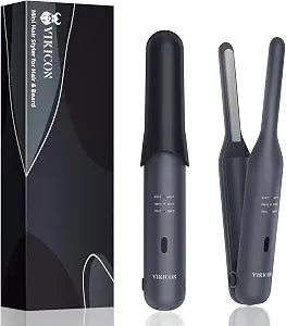 VIKICON Mini Beard & Hair Straightener, Cordless Small Pencil Flat Iron