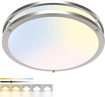 hepside 13inch Ceiling Lights, Dimmable Flush Mount LED Ceiling Light Fixture, 3000K 3500K 4000K 5000K 6500K 24W Adjustable Ceiling Lamps for Bathroom Bedroom Hallway