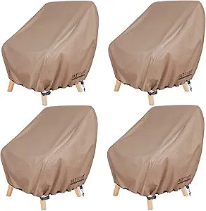 ULTCOVER Waterproof Patio Chair Cover Outdoor Lounge Deep Seat Single Lawn Chair Cover 4 Pack Fits Up to 28W x 30D x 32H inches