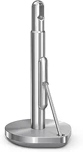 simplehuman Tension Arm Countertop Paper Towel Holder, Easy One-Handed Tear, Standing Weighted Base with Finger Loop, Heavy Duty, Brushed Stainless Steel
