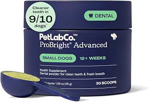 PetLab Co. ProBright Advanced Dental Powder - Dog Breath Freshener - Teeth Cleaning Made Easy Targets Tartar & Bad Breath - Packaging May Vary - Formulated for Small Dogs