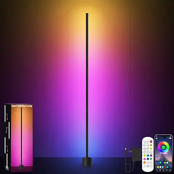 Tyute Standing Floor Lamp, RGB LED Lamp with Music Sync, Smart App and Remote Control Ambience Light with Music Sync, LED Lamp with 16 Million Colors for Bedroom, Living Room Gaming Room