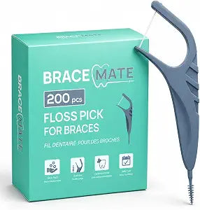 Floss Picks for Braces, 200 Count ��� Flossers with Slim Threader & Bracket Brush ��� Easy Daily Oral Care for Braces