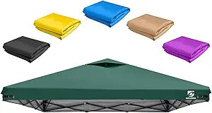10x10 Pop Up Canopy Replacement Top Cover with Air Vent for Straight Leg Canopy Tent, Waterproof for Outdoor Garden Patio Camping Sun Shade(Frame NOT INCUDE) (Green)