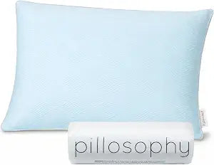pillosophy Original Adjustable Loft Pillow Gel-Infused Shredded Memory Foam Fill Dual-Sided Washable Cooling Cover Perfect for Back, Side, Stomach Sleepers (Standard Size, 2-Pack)