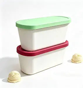 2 Pack Ice Cream Storage Containers 2.3 Quart with Flexible Silicone Lids