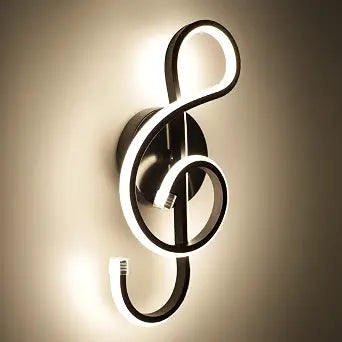XEYOU 22W Modern Wall Sconce Lighting Indoor LED Creative Wall Light Fixture Music Symbol Art Decoration Wall Lamp for Living Room Bedroom Stair Corridor, Black 4500K