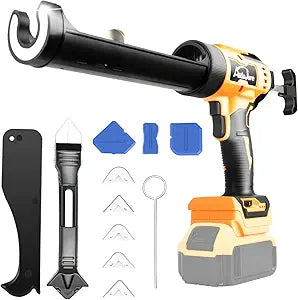 Cordless Caulking Gun Compatible With Dewalt 20V Battery 6 Adjustable Speeds Electric Caulking Gun Brushless Motor No-Drip Caulking Gun with LED Light for Filling, Sealing (No Battery)